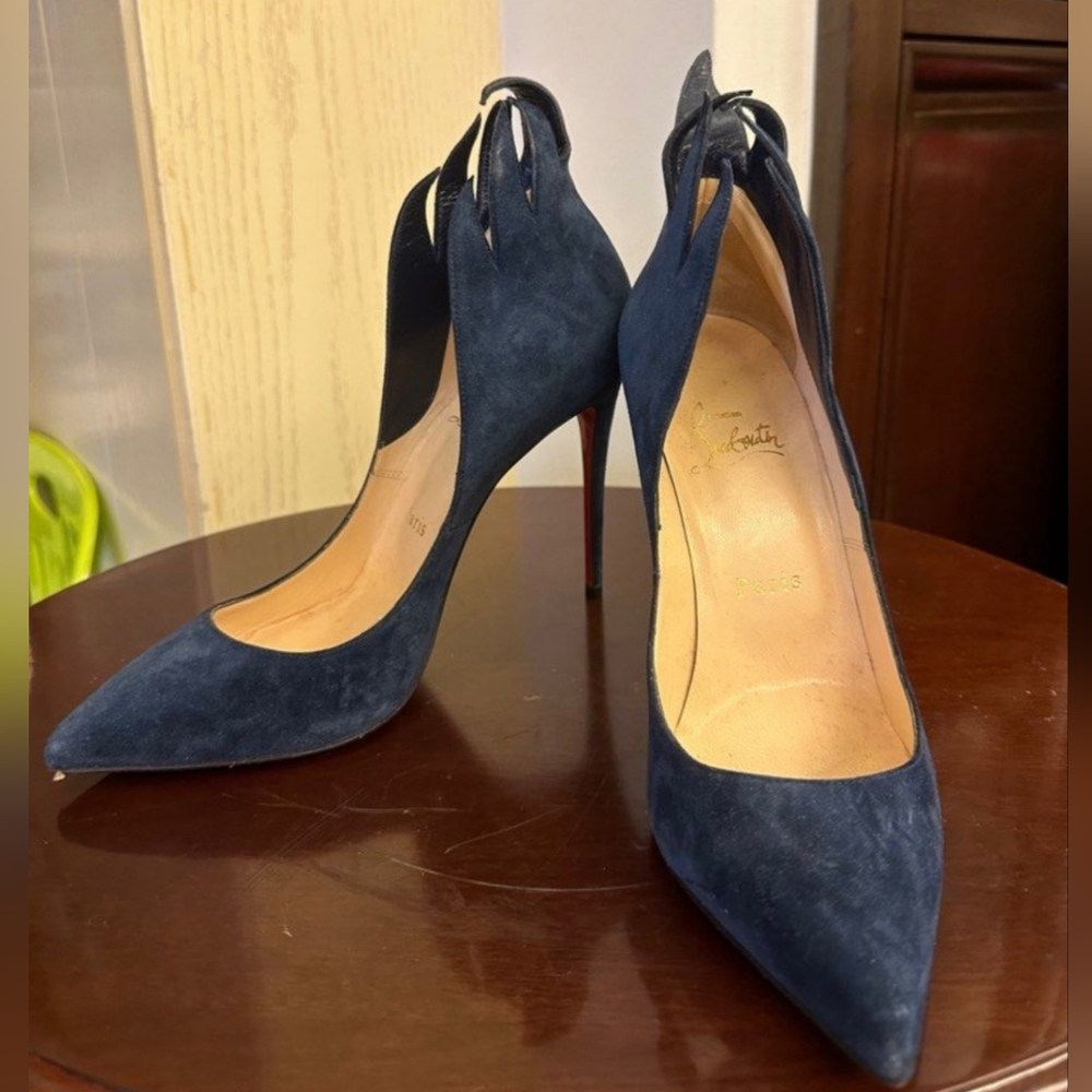 Christian Louboutin Victorina Flame Navy Blue Heels 11cm